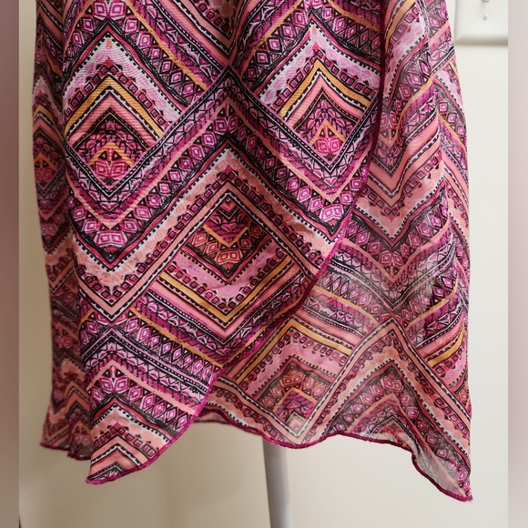 Sheer Beaded Halter Top Tribal Print Size Juniors XL (15-17) - Picture 6 of 8